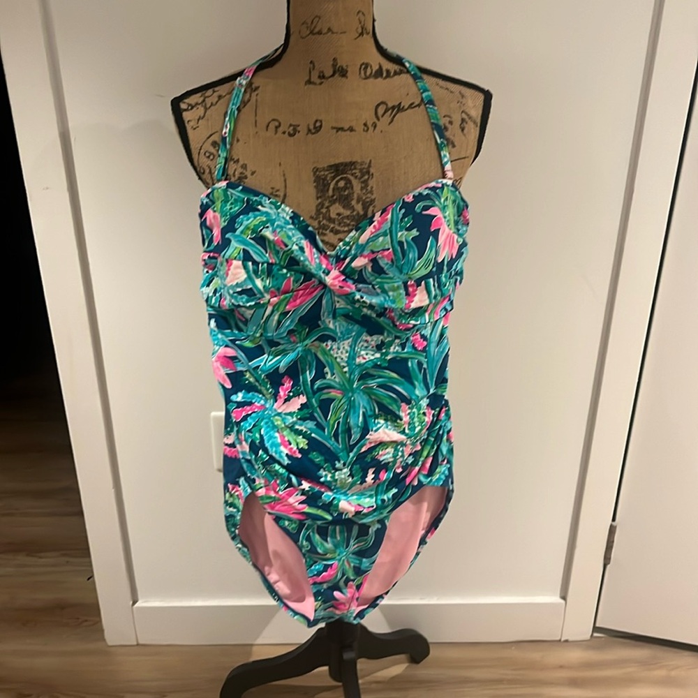 Lilly Pulitzer one piece Flamenco swimsuit in macaw blue sweet escape - Picture 2 of 6